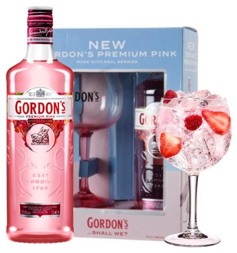 Gordons Premium Pink Gin + Pohár (37,5% 0,7L)