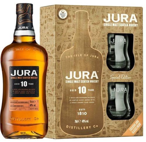 Isle of Jura 10 éves Whisky DD + Pohár (40% 0,7L)