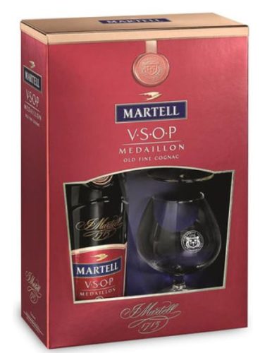 Martell Konyak VSOP Medallion DD + 2 pohár  (40% 0,7L)