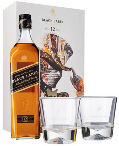 Johnnie Walker Black Label Whisky + 2 db Pohár (40% 0,7L)