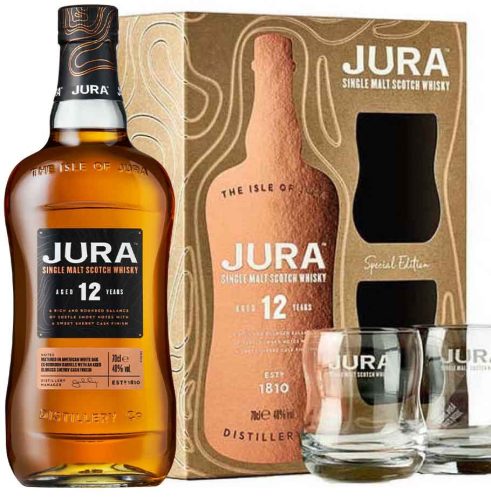 Isle of Jura 12 éves Whisky + 2 Pohár (40% 0,7L)