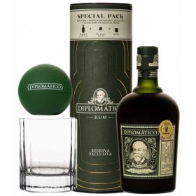   Diplomatico Exclusiva rum díszdobozban pohárral és jéggömb készítővel (0,7L 40%)